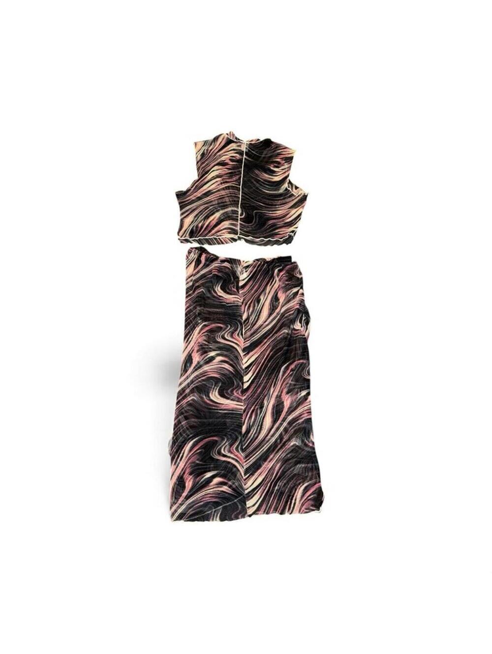 Stylish Women's Swirl Pattern Two-Piece Set - Picture 3 of 4